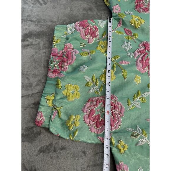 Arianne Elmy Green Good Luck Floral Embroidered Puff Sleeve Top Size S - Picture 10 of 15